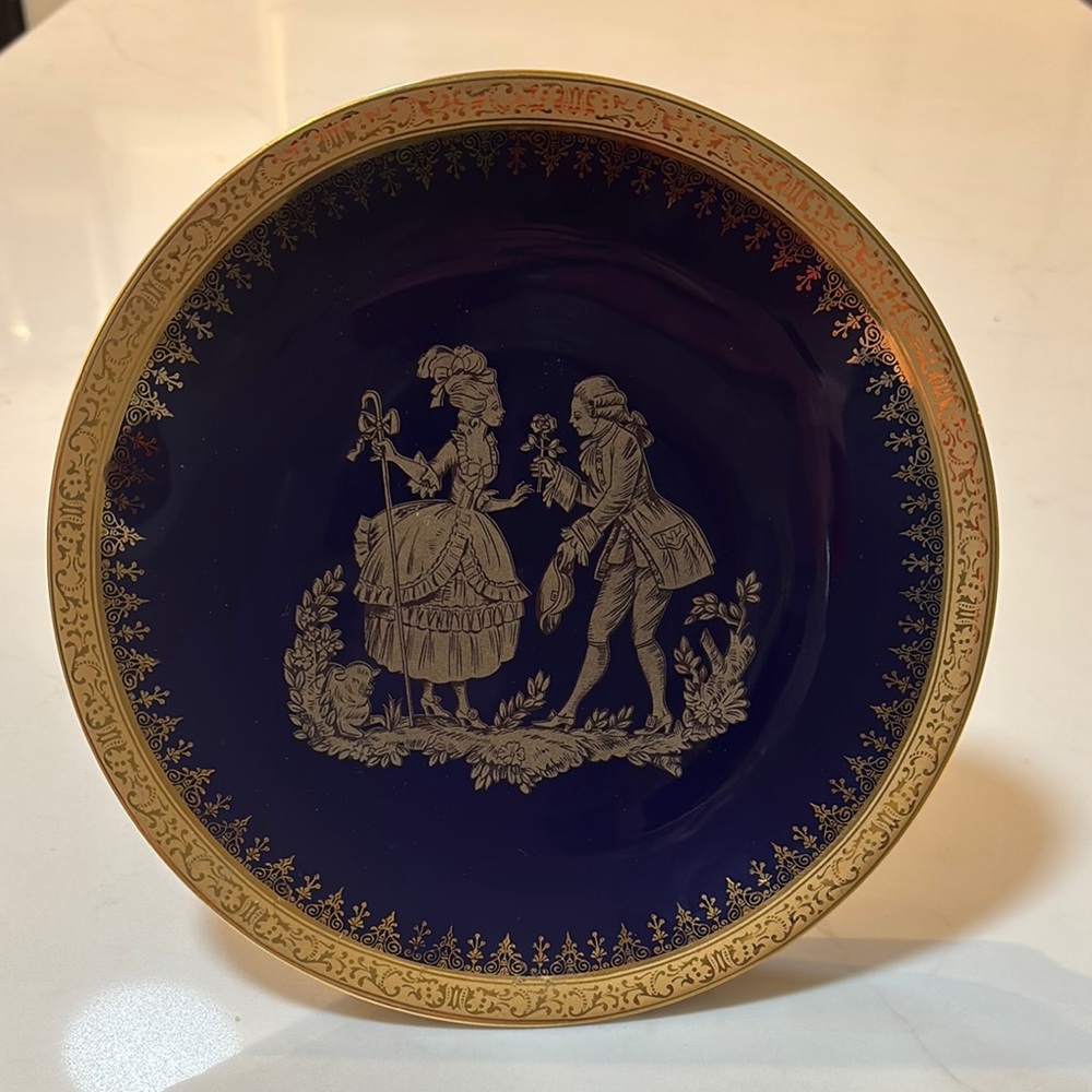 Royal Limoges Blue and Gold Decorative Plate